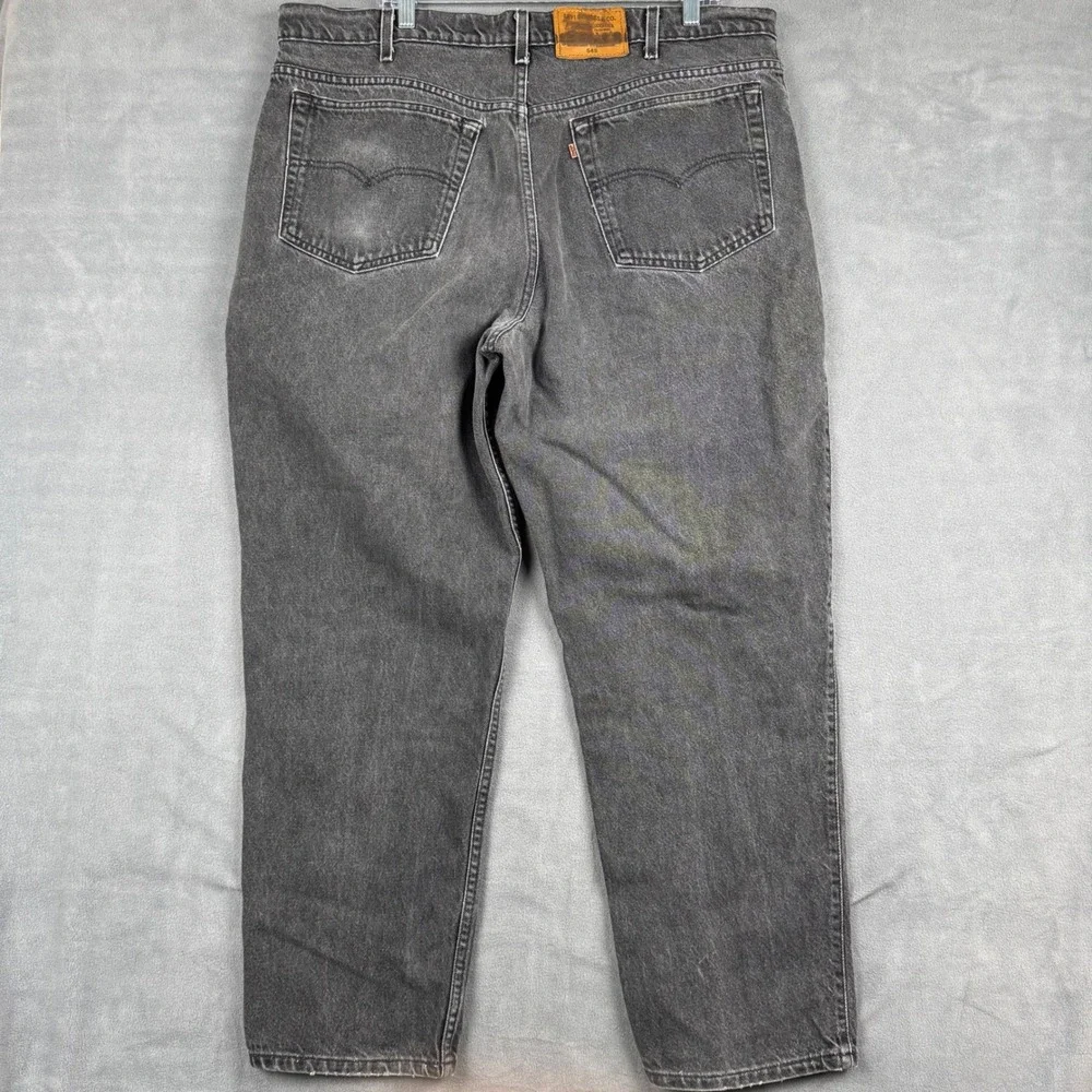 Levi Strauss Signature 545 Loose Fit Jeans Mens 40x28 Black Straight Orange Tab